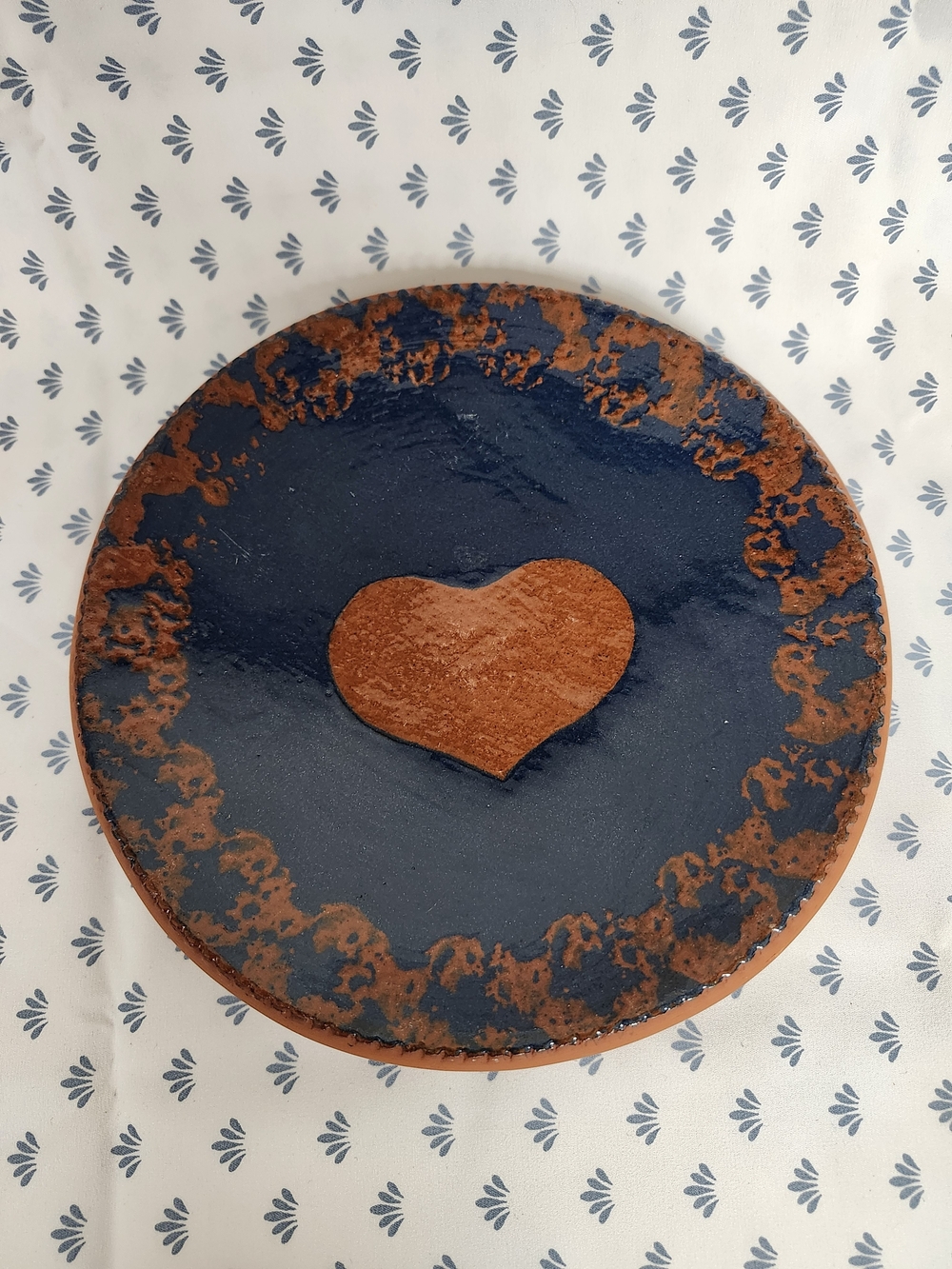 Handcrafted Navy and Rust Heart Wall Art